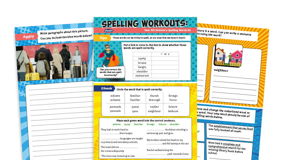 Years 5 and 6 Statutory Spelling Words (6): KS2 Spelling Worksheets