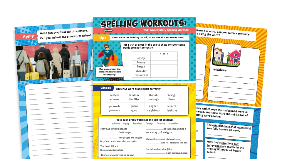 image of Years 5 and 6 Statutory Spelling Words (6): KS2 Spelling Worksheets