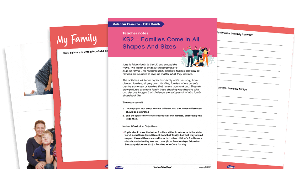 image of Families KS2 Discussion and Writing Pack – LGBTQ+ Pride Month