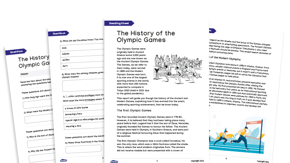 image of The Olympics: UKS2 Reading comprehension resources pack (year 5 and year 6)