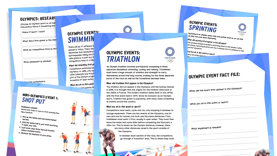 image of The Olympics: whole school resource pack with writing tasks and mini-Olympics project