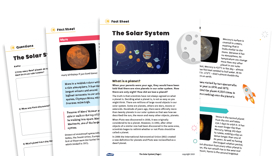 image of The Solar System – KS2 Non-fiction Reading Comprehension Worksheets Pack – Space