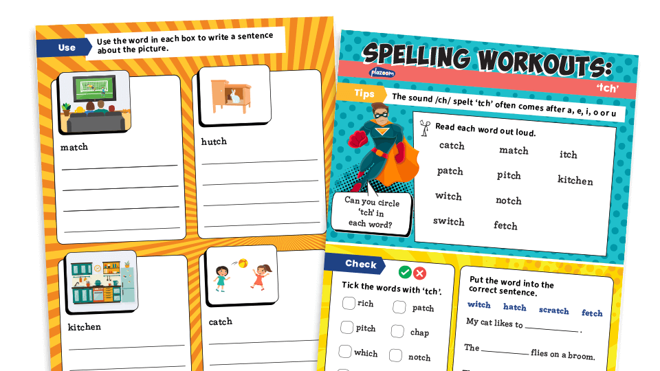image of Year 1 ‘tch’: KS1 Spelling Worksheets