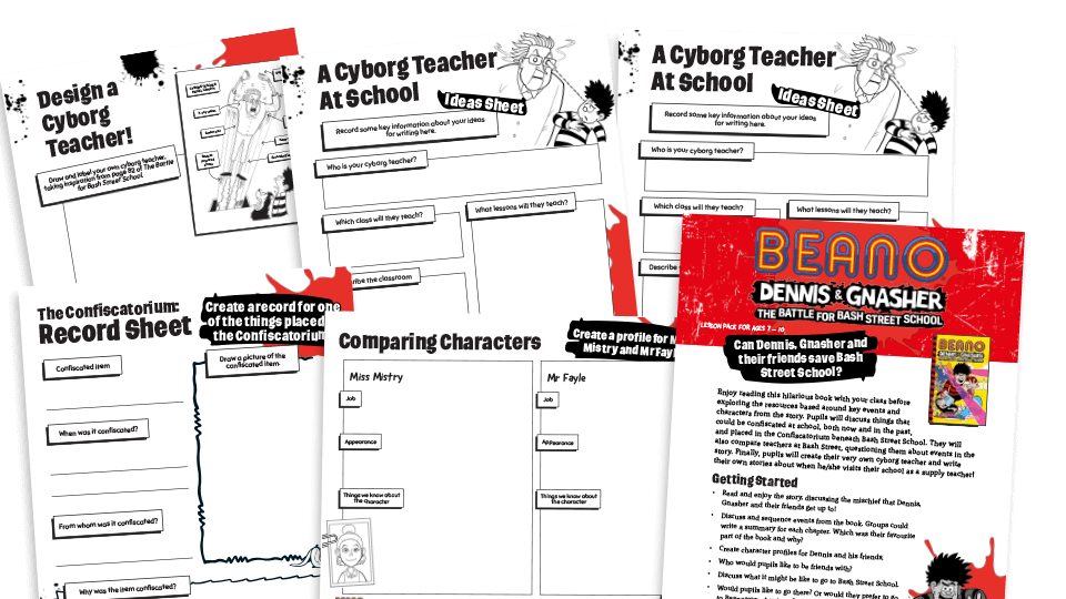 image of KS2 Creative Comprehension Pack – Beano Dennis & Gnasher: The Battle for Bash Street School