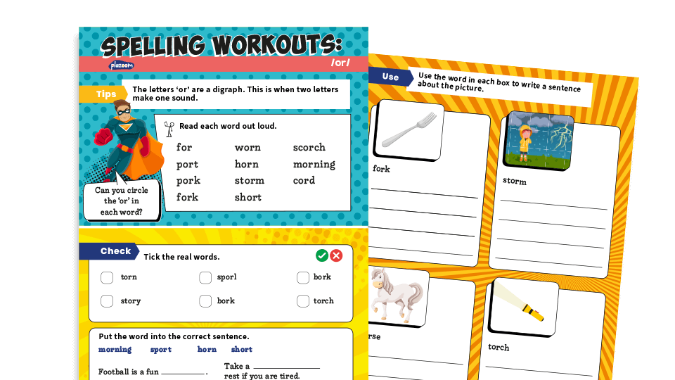 image of Year 1 ‘or’: KS1 Spelling Worksheets