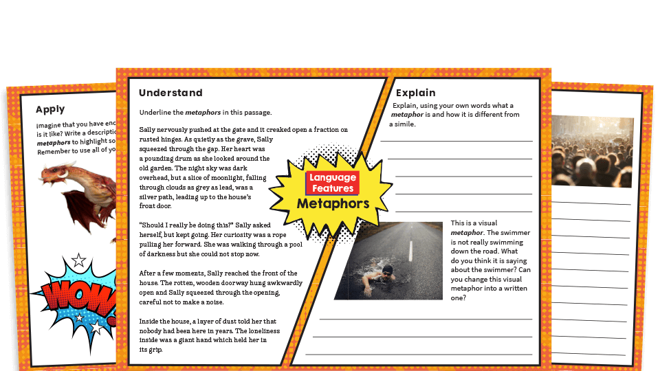 image of KS2 Metaphors – Writing Features Challenge Mat Worksheets