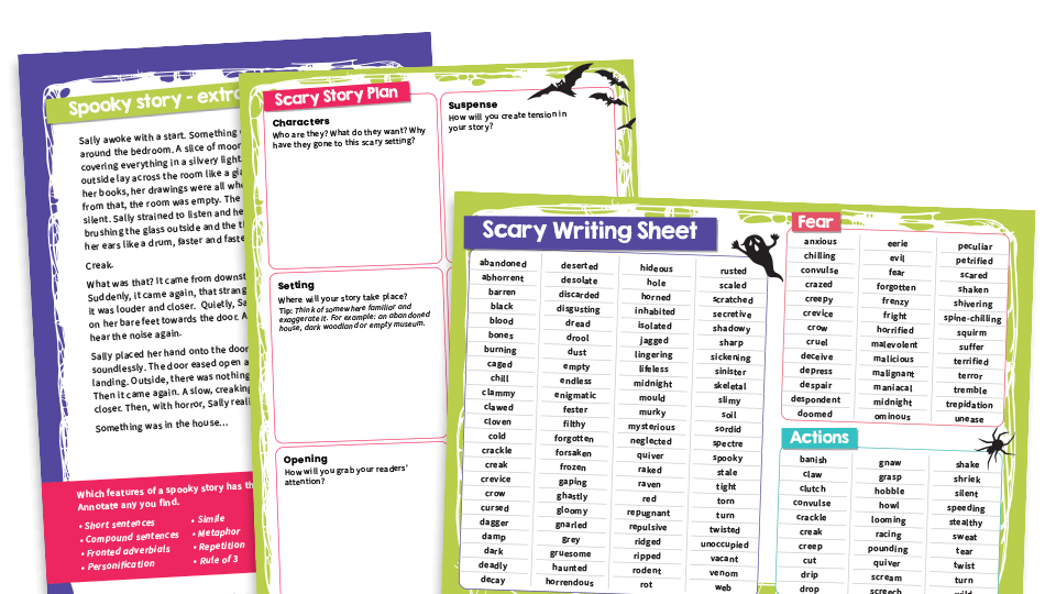 image of KS2 Text Types – Scary Stories: Writing Worksheets and Model Texts