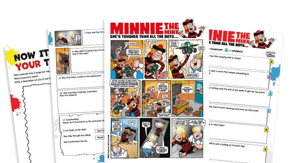image of Minnie and the Toy Heist – KS2 Beano Comprehension and Writing Activities Pack