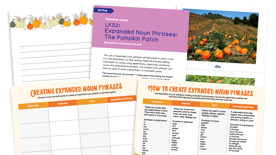 image of LKS2 Descriptive Writing Pack - Expanded Noun Phrases: Autumn (the pumpkin patch)