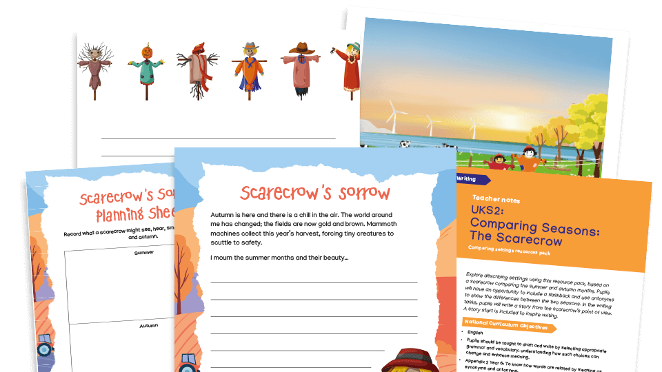 image of KS2 Descriptive Writing Pack - Antonyms: Autumn (the scarecrow)