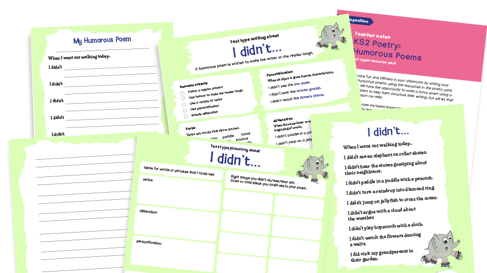 Humorous Poems - KS2 Text Types: Writing Planners and Model Texts | Plazoom