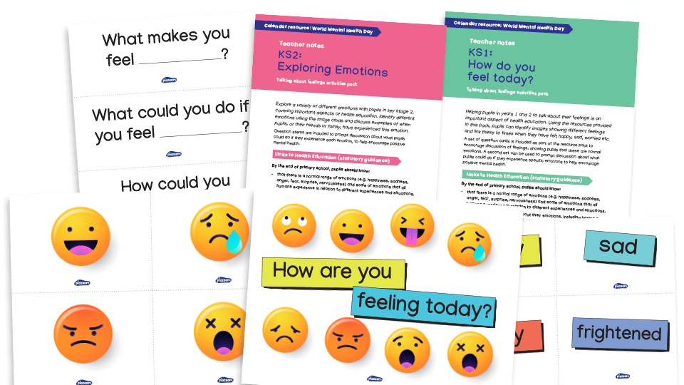 image of World Mental Health Day - Recognising and Discussing Feelings: Key Stage 1 and Key Stage 2 Activities Pack