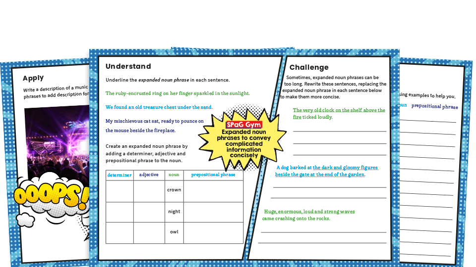 Expanded noun phrases KS2 – Year 6 worksheets