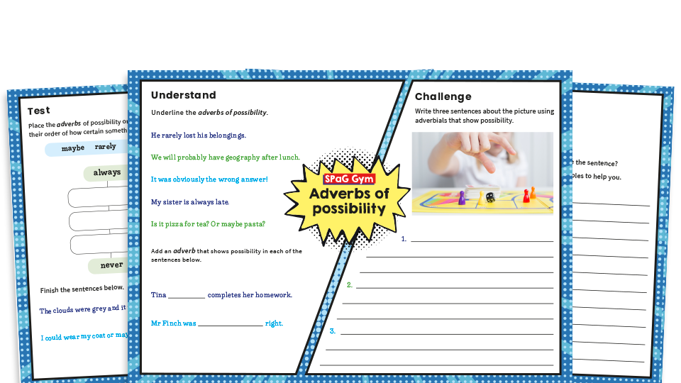 image of Year 5 Adverbs of Possibility - KS2 Grammar Worksheets