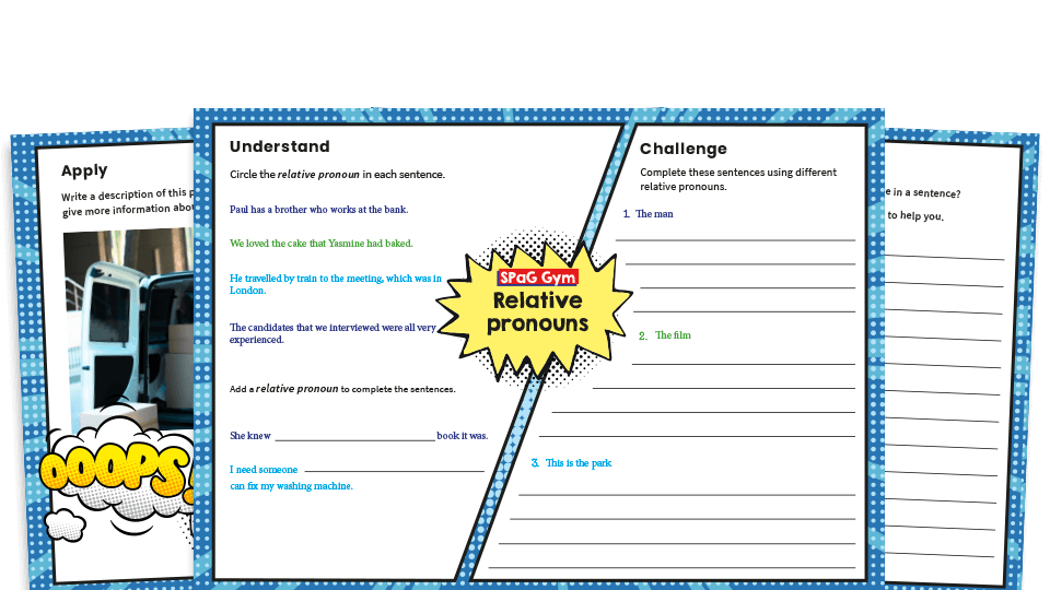 image of Year 5 Relative Pronouns - KS2 Grammar Worksheets