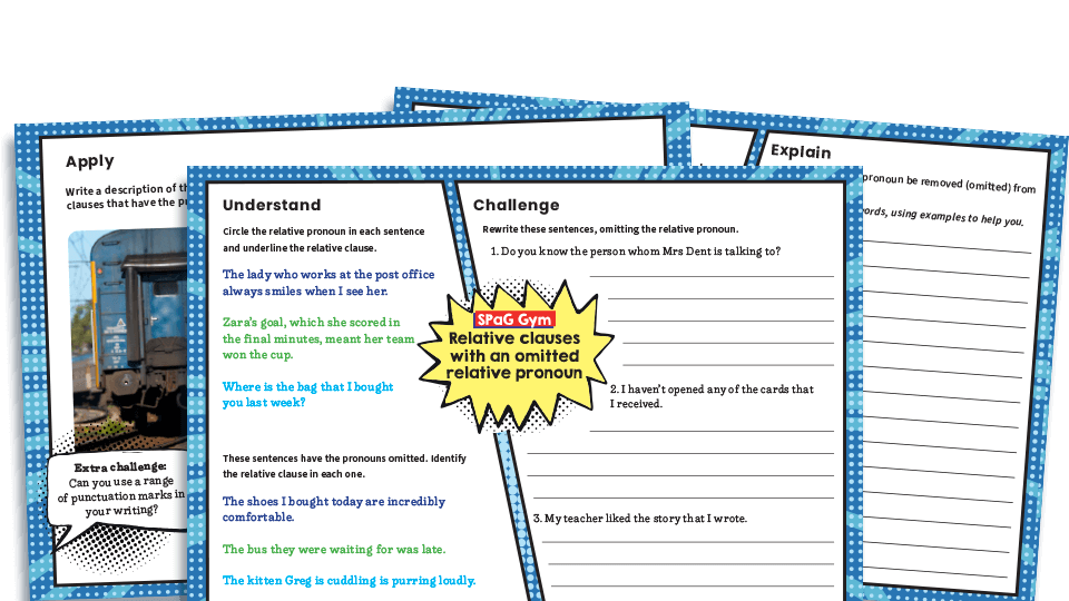 image of Year 5 Relative Clauses With Omitted Pronouns - KS2 Worksheets