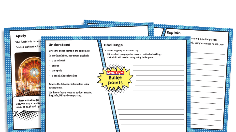 image of Year 6 Bullet Points - KS2 Grammar Worksheets