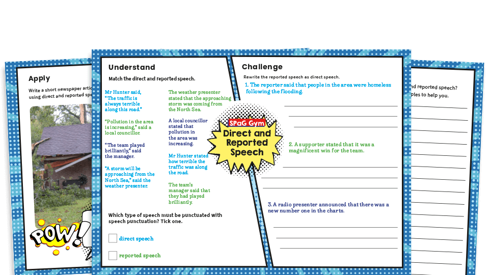 image of Year 4 Direct and Reported Speech - KS2 Grammar Worksheets