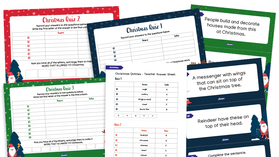 image of Christmas Quiz Resource Pack - end of term or homework activities for KS1/2