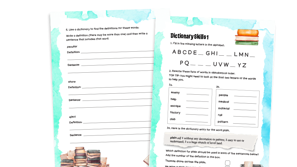 image of Dictionary Skills: Year 3 Vocabulary Worksheets 1