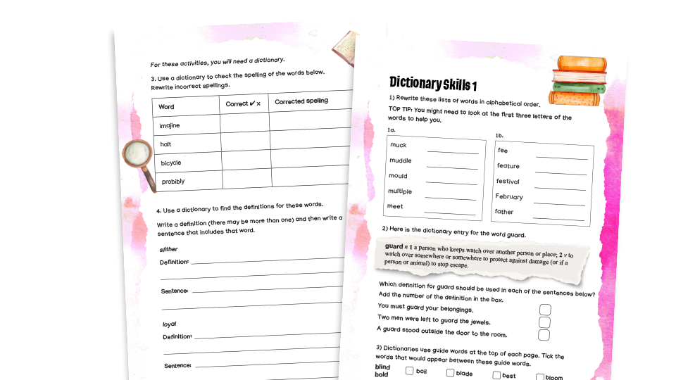 image of Dictionary Skills: Year 3 Vocabulary Worksheets 3