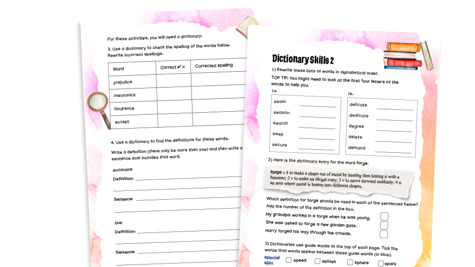 image of Dictionary Skills: Year 5 Vocabulary Worksheets 2