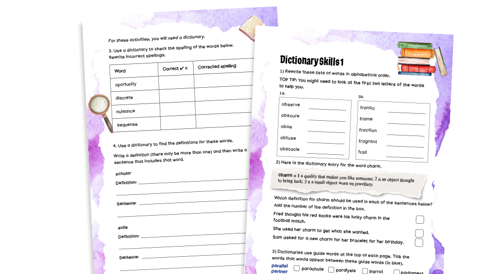 image of Dictionary Skills: Year 6 Vocabulary Worksheets 1