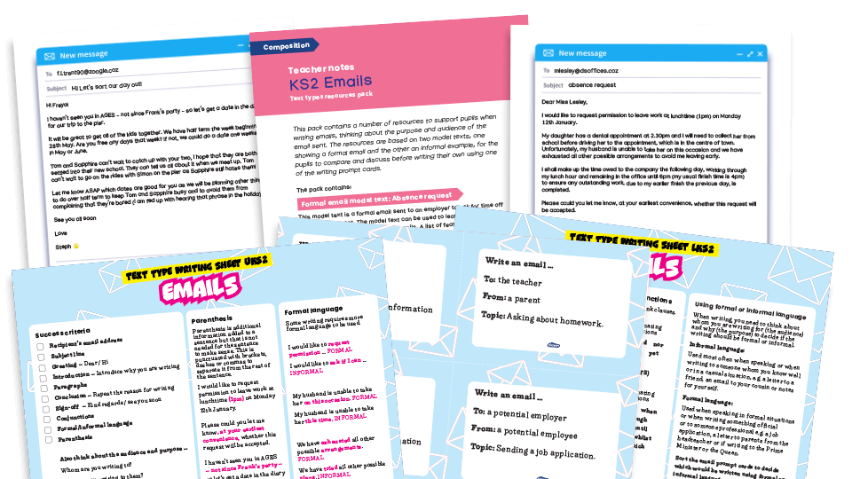 image of Emails (formal and informal) - KS2 Text Types: Writing Planners and Model Texts