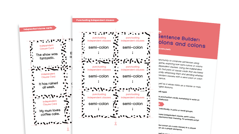 image of Year 6 Grammar Games - Colons and Semi-colons Sentence Builder