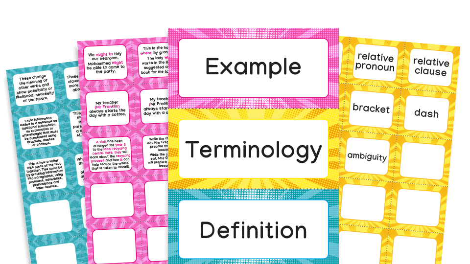 image of Year 5 Vocabulary, Grammar and Punctuation Terminology Make a Match - KS2 Grammar Game