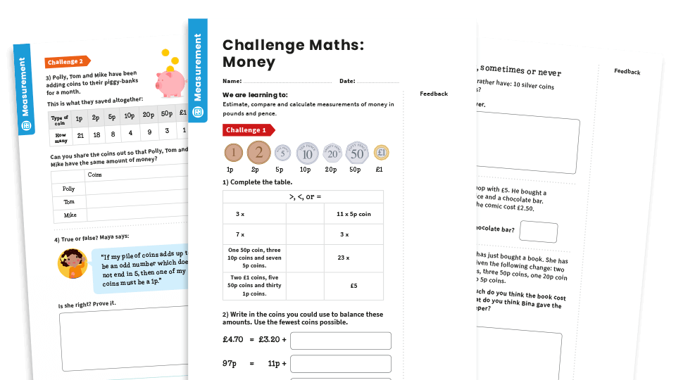 image of Money: Y4, Measurement – Maths Challenge
