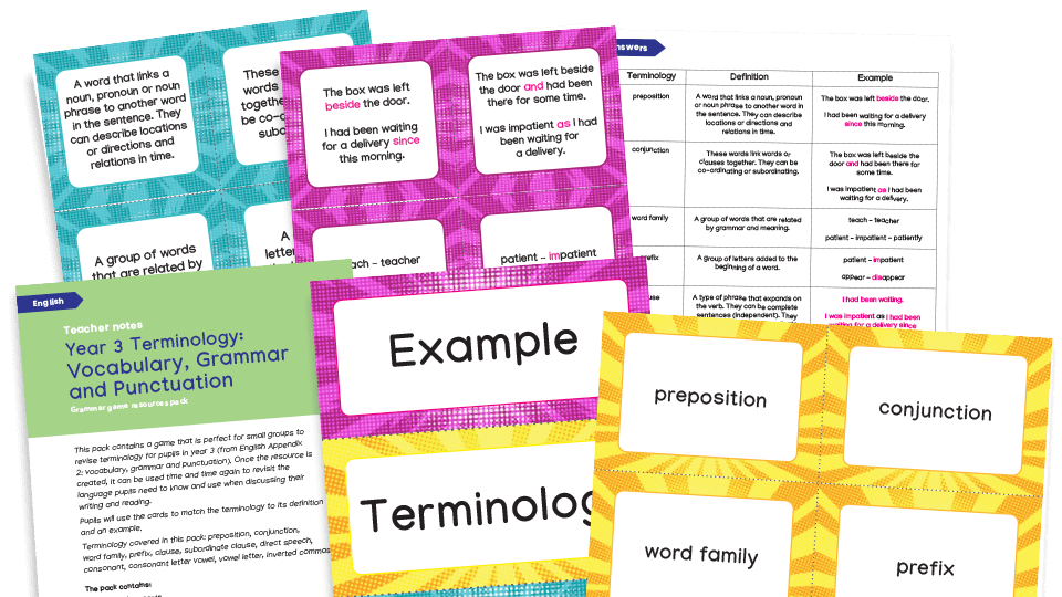 image of Year 3 Appendix 2 Terminology Make a Match - KS2 Grammar Game