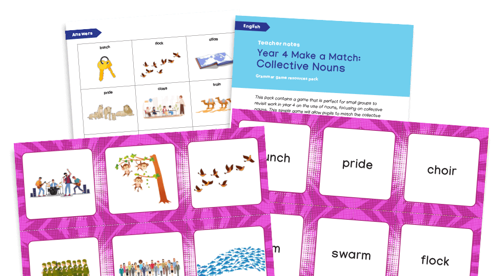 image of Year 4 Collective nouns Make a Match - KS2 Grammar Game