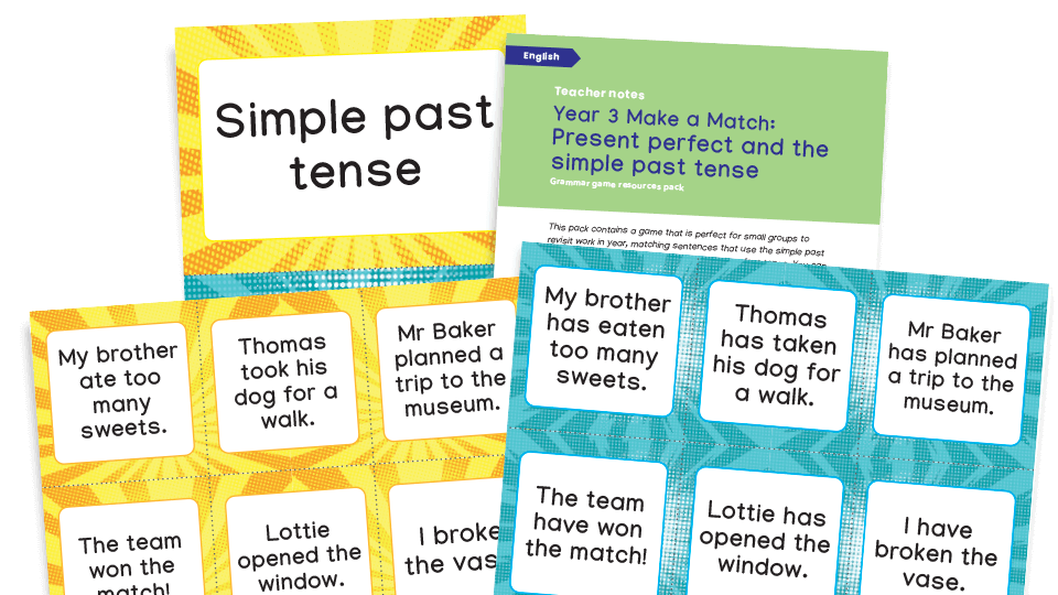 image of Year 3 Present Perfect and Simple Past Make a Match - KS2 Grammar Game