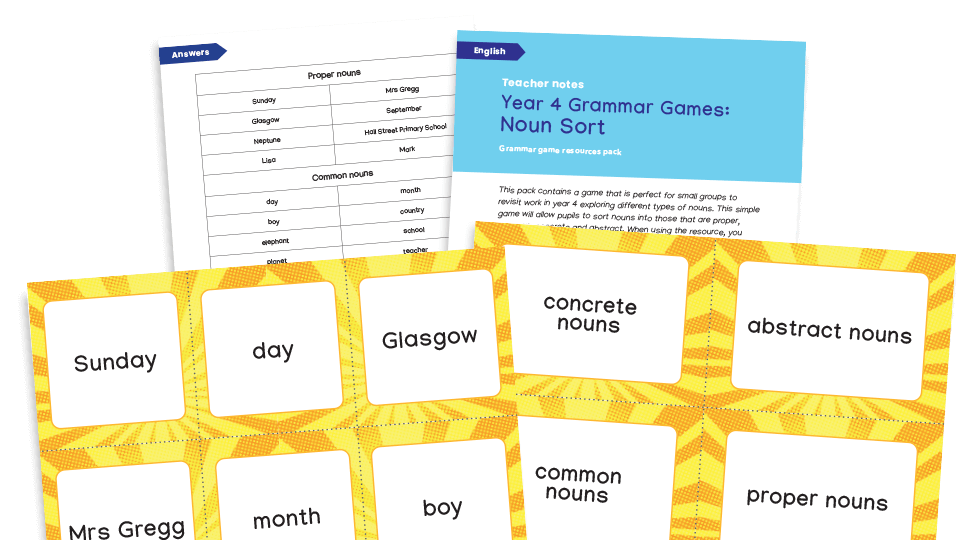 image of Year 4 Noun Sort Make a Match - KS2 Grammar Game