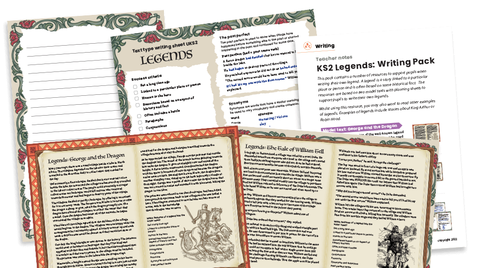 Legends (George and the Dragon/William Tell) - KS2 Text Types: Writing Planners and Model Texts