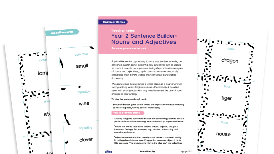 image of Year 2 Grammar Games - Nouns and Adjectives Sentence Builder
