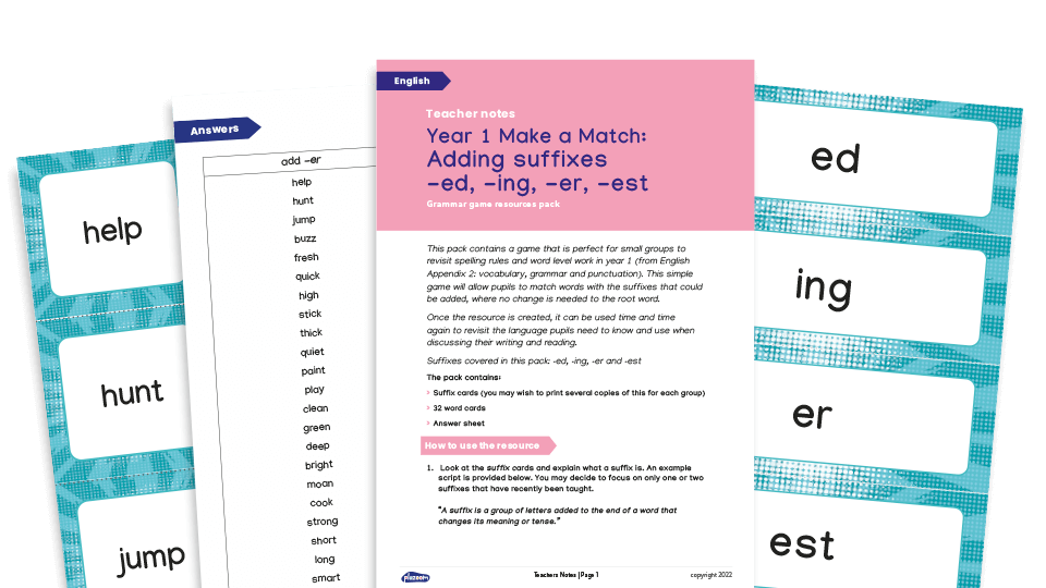image of Year 1 Adding suffixes - KS1 Grammar Game