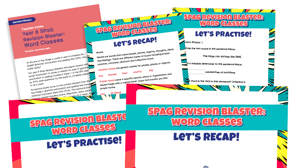 image of Word Classes - KS2 SATs SPaG Revision Blaster