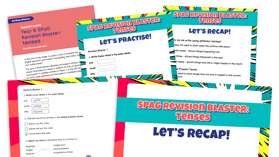 image of KS2 SATs SPaG Revision Blaster - tenses (simple, perfect, progressive)