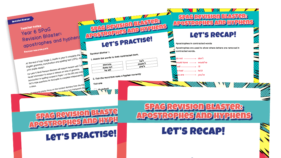 KS2 SATs SPaG Revision Blaster - apostrophes and hyphens