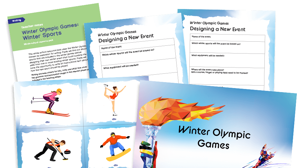 Winter Olympics - whole school writing activities pack for KS1 and KS2
