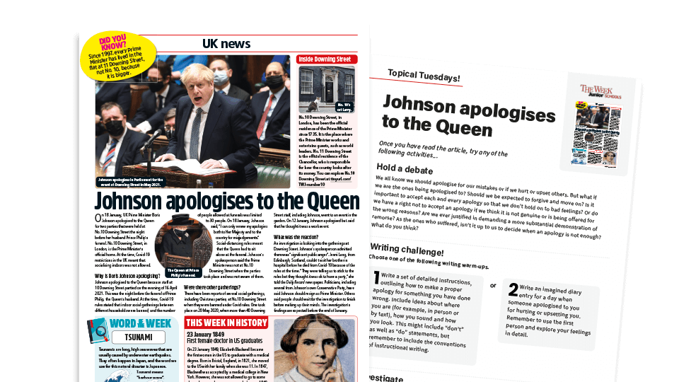 Topical Tuesdays: Approaching Apologies - KS2 News Story and Reading and Writing Activity Sheet from The Week Junior
