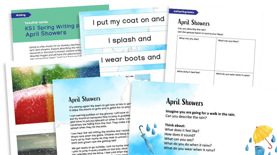 image of KS1 Spring WAGOLL Creative Writing Pack - Descriptive Writing: April Showers