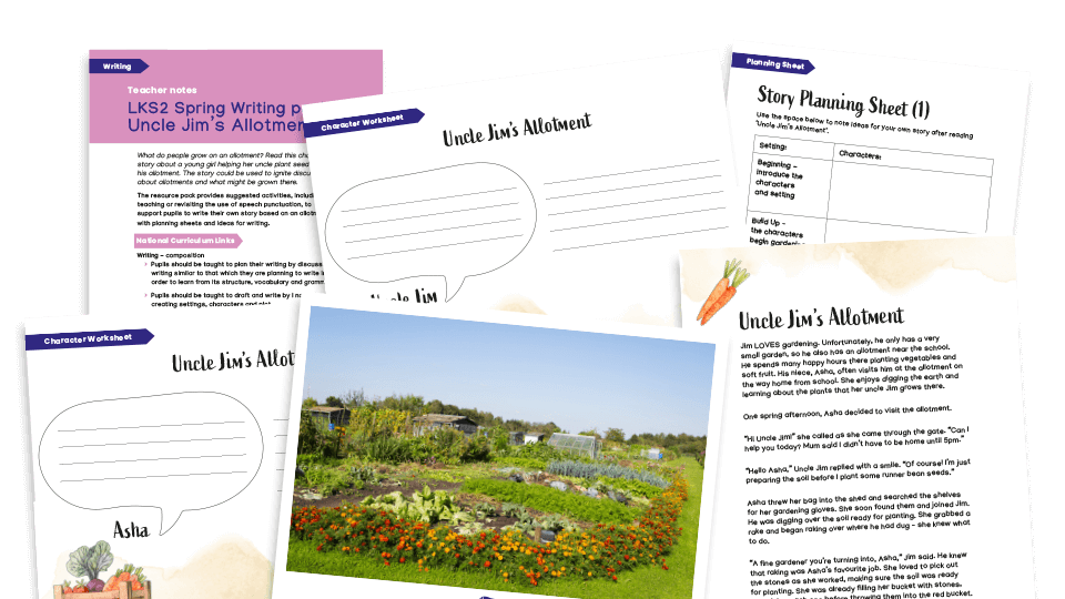 image of LKS2 Narrative Writing Pack - Punctuating Speech: Spring (Uncle Jim’s Allotment)
