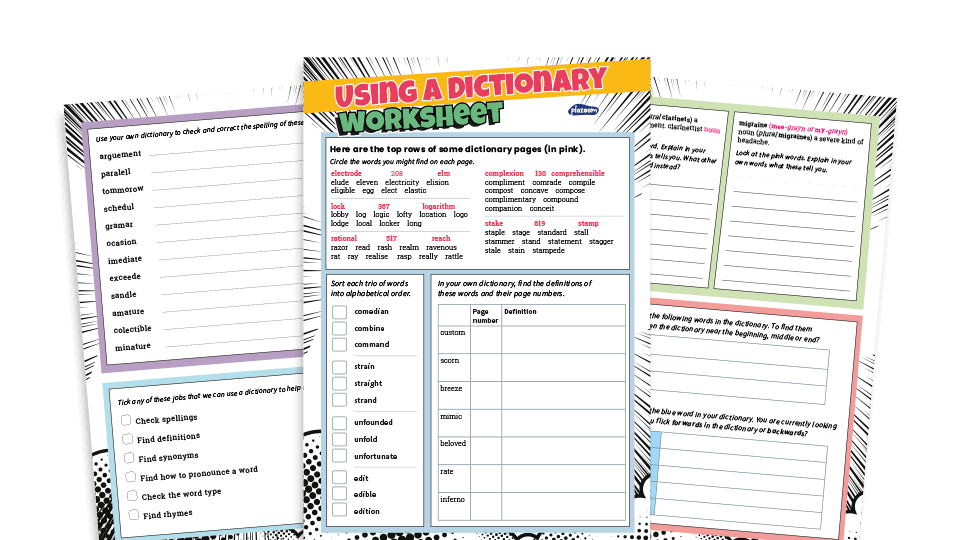 image of KS2 Dictionary Worksheets for Year 3 and 4