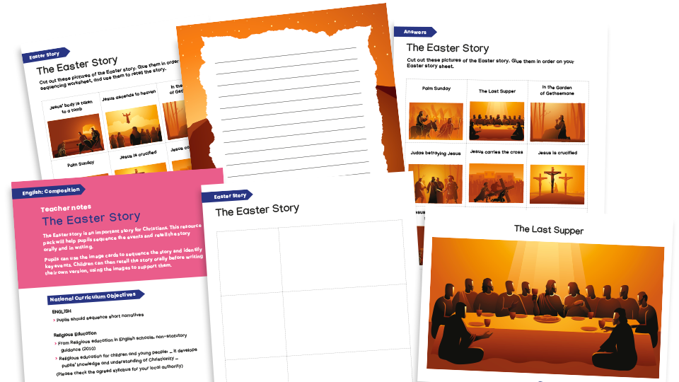 image of The Easter Story - KS1 and KS2 sequencing cards and story writing worksheets pack