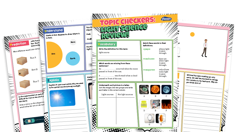 image of Science Topic Checker: Year 3 - Light