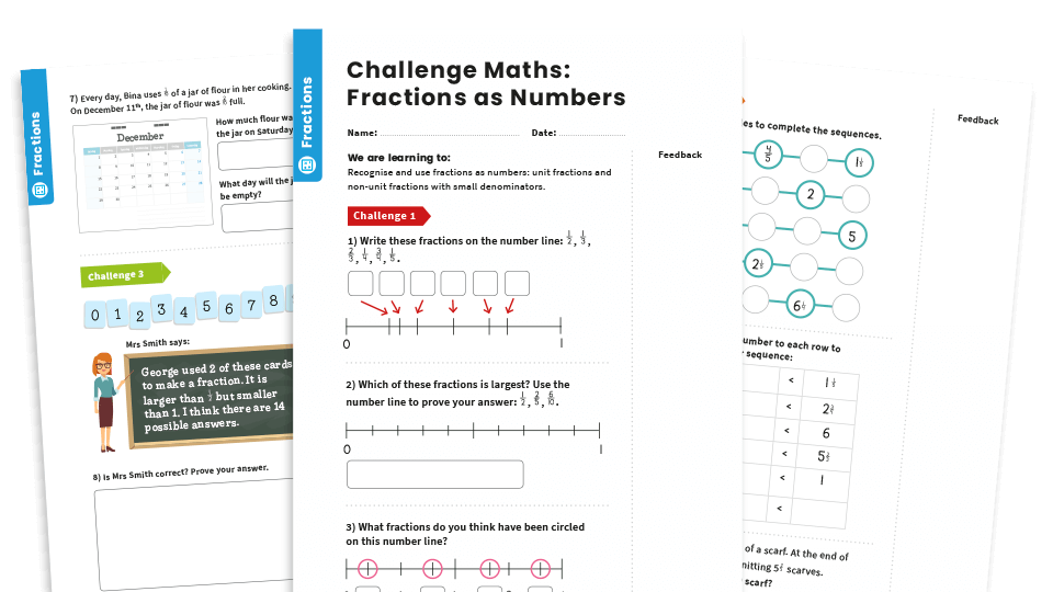 image of Fractions as Numbers: Year 3 – Fractions – Maths Challenge