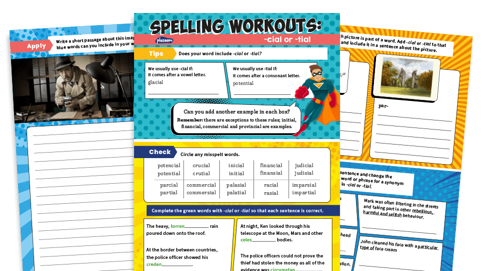 image of Spelling KS2 – ‘-cial’ and ‘-tial’ words